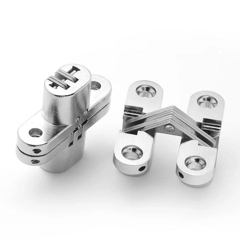One And Three Quarters Inch Stainless Steel Hidden Hinge For Frameless Kitchen Cabinets, 180 Degree Invisible Cross Concealed Hinges