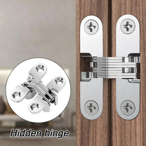 Four Pack Stainless Steel 180 Degree Hidden Hinges For Doors And Cabinets installed, showing durable construction and smooth operation.