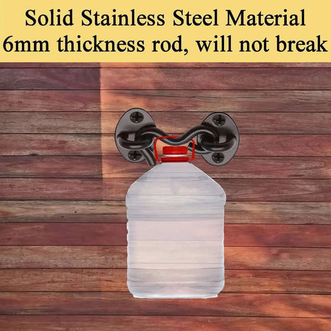 2 Pack 2 Inch Hook And Eye Latch Set For Doors And Gates, holding weight, black stainless steel, mounted on wood