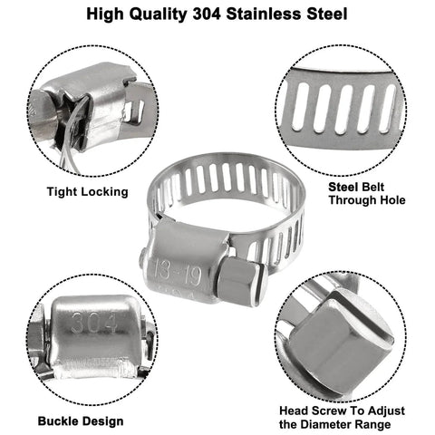30 Pack Stainless Steel Hose Clamps Adjustable One Half Inch To Three Quarter Inch 304 Stainless Steel Worm Gear Drive Pipe Tube Clamps