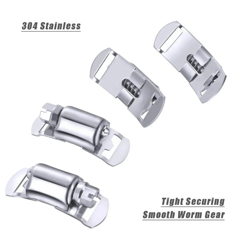 304 Stainless Steel Hose Clamp Assortment Kit DIY Cut To Fit 12 Ft Metal Strap And 8 Stronger Fasteners close-up view