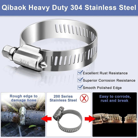 Hose Clamp Assortment 180 Pcs Stainless Steel Worm Gear Clamps Kit for Fuel Line Plumbing Automotive Mechanical Applications Pipe Tube Radiator Garden Size One Quarter Inch To Two Inches Corrosion Resistant Rustproof