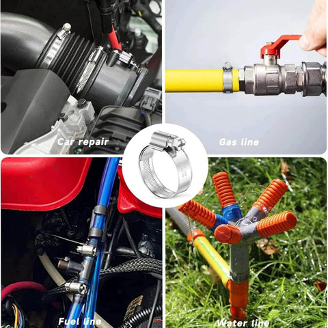 Non Slip Hose Clamp Assortment Twenty Pcs Five Sixteenth To One And One Quarter Inch Heavy Duty Worm Gear Clamps Stainless Steel 304