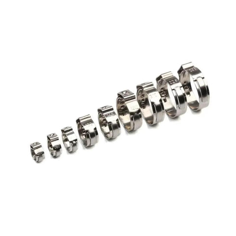 10 Pack Stainless Steel 304 Single Ear Hose Clamps Stepless Clamp With Smooth Inner Band For 360 Degree Seal Corrosion Resistant Fits 5.3 To 31 Millimeters Hoses Ideal For Lightweight Thin Wall Tubing