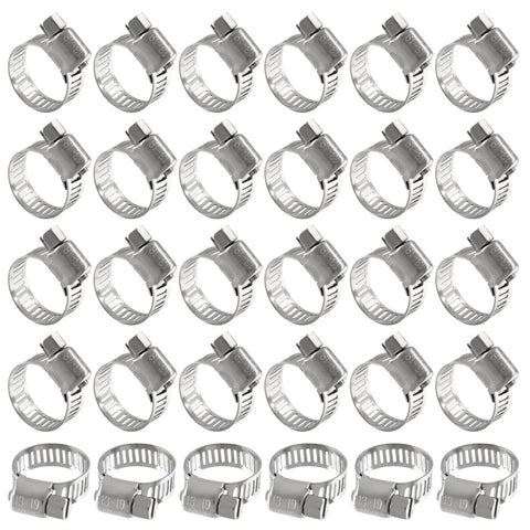 30 Pack Stainless Steel Hose Clamps Adjustable One Half Inch To Three Quarter Inch 304 Stainless Steel Worm Gear Drive Pipe Tube Clamps