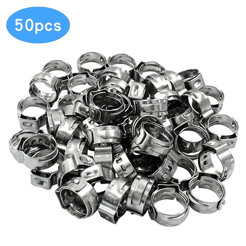 50 Pcs Single Ear Hose Clamps 10.3mm To 12.8mm Stainless Steel 304 Pinch Clamps For Securing Automotive Hoses And Pipes With Smooth Edges
