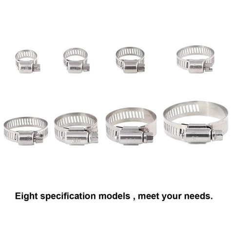 Variety of 100 Pieces Adjustable 8-44mm 304 Stainless Steel Worm Gear Hose Clamps Assortment Kit for Water Pipes Plumbing Automotive