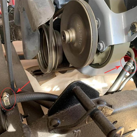 Installed hose clamps set of ten stainless steel adjustable worm gear clamps for hoses from one and a half inch to two and a half inch.