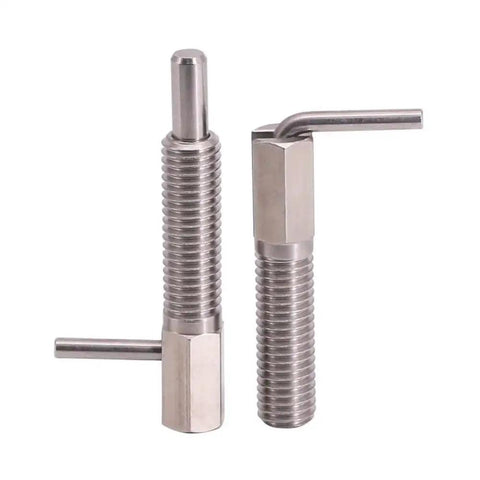 Two Pack Retractable Indexing Plunger Pin M10 Stainless Steel Spring Latch Locking Pin For Machinery And Equipment, side view