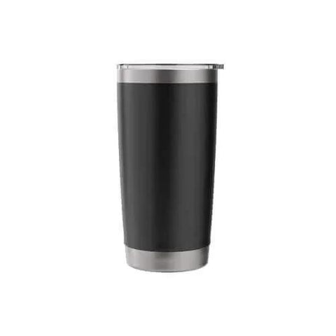 Front view of Brass Balls - Funny Saying Sarcastic Novelty Guys Cool Men Stainless Steel Insulated Tumbler with a black matte finish