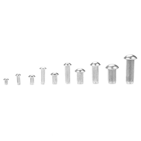 Lightweight Knurled Shank Stainless Steel Rivets Set 160 Pieces in Multiple Sizes for Labels, Nameplates, and DIY Projects