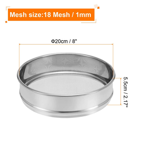Durable 18 Mesh Lab Sieve For Industrial Laboratory Use, 8 Inch Diameter 304 Stainless Steel Wire Cloth Test Sieve