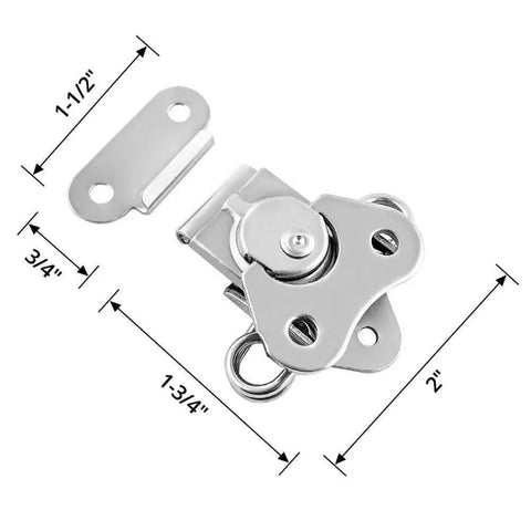 Sturdy 304 stainless steel latch set with a compact 2x1.5 inch footprint, four-pack for secure lid closure on flight cases, tool boxes and gear cases.