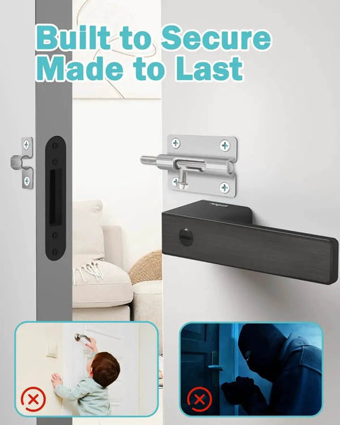 Heavy Duty Stainless Steel Sliding Bolt Latch Set Two Pack Thickened Brushed Finish Door Lock With Twelve Screws Easy Install