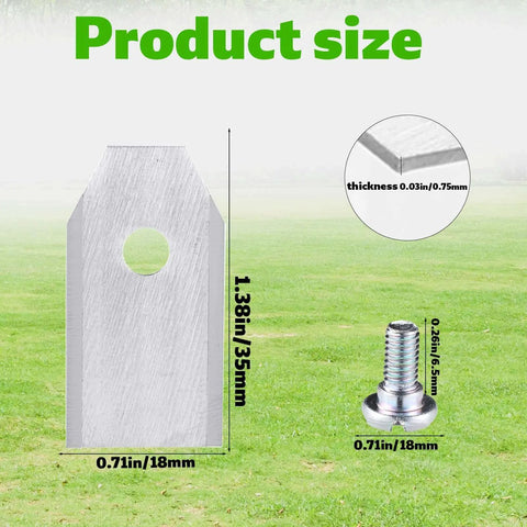 Lyreh 36pcs Replacement Blades for Segway Navimow i105N/i108N/i110N H500N/H800N Robotic Lawn Mower with screws, size and thickness details