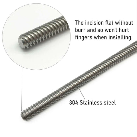 ✝️ 2pcs 300mm（11.81 inches）tr8x8 lead screw with t8 brass nut stainless steel close-up for lcd dlp sla 3d printer z axis and cnc machine