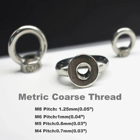 10 Pack M3 Stainless Steel Lifting Eye Nuts With Shoulder Ring For Rigging And Lifting 304 Stainless Metric Thread, close-up view