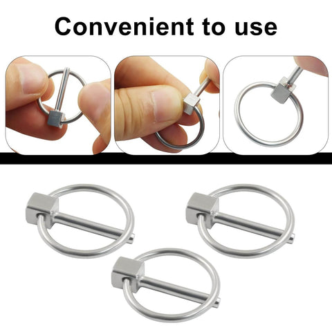 Set Of 4 Heavy Duty Linch Pins With Ring, 304 Stainless Steel, One Eighth By Three Quarters Inch, Rust Resistant, shown in use