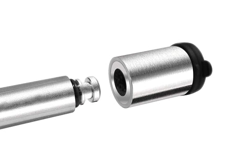 Close-up of stainless steel locking hitch pin set for 50246 aluminum adjustable ball mount, showing 5/8 inch pin and secure locking system.