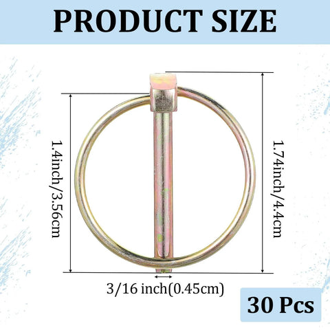 Heavy Duty Stainless Steel Lynch Pin Set With Ring 30 Pack Trailer Coupler Pins Three Sixteenth By One And Seven Sixteenths Inch dimensions