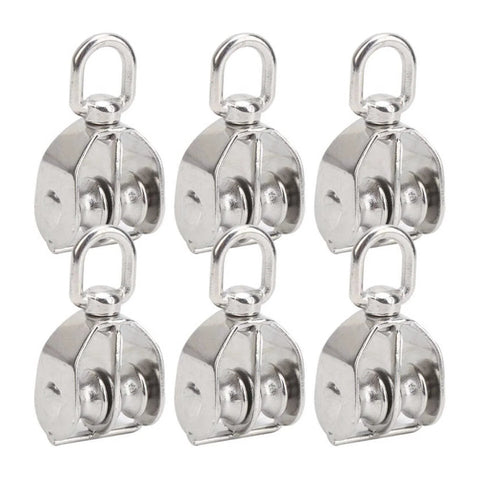 10Pcs M15 Pulley Block 304 Stainless Steel Heavy Duty Traction Wheel Single/Double Wheel Lifting Rope Block(Single)