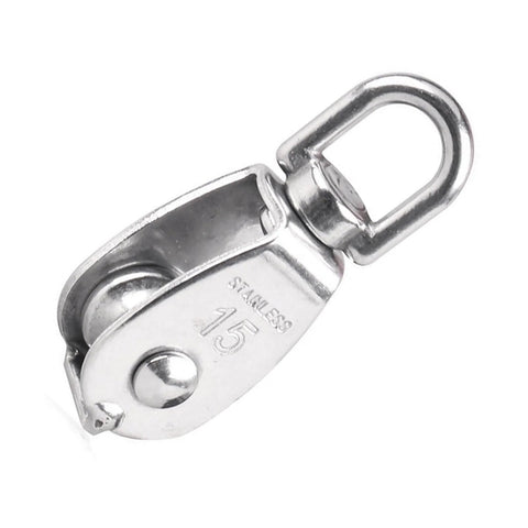 10Pcs 304 Stainless Steel M15 Pulley Steel Wire Pulley Swivel Hook Single Wheel Swivel Lifting Rope Pulley Block for Wire Rope