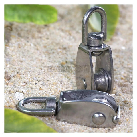Stainless Steel Pulley M15 Single Wheel Swivel Lifting Rope Pulley Set Lifting Wheel Tools(M15) on sand surface