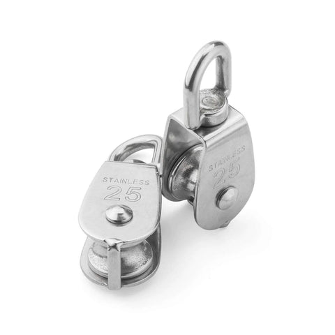 M25 Single Pulley Block Loading 550lbs, CBTONE 10 Pack 304 Stainless Steel Wire Rope Single Roller 25mm Lifting Crane Swivel Hook