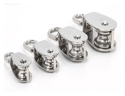 Stainless Steel Pulley M25 Single Wheel Swivel Lifting Rope Pulley Set Lifting Wheel Tools Crank Pulley(M25) in various sizes.