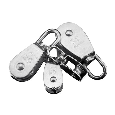 Stainless Steel Pulley M25 Single Wheel Swivel Lifting Rope Pulley Set Lifting Wheel Tools(M25), 304 stainless steel, light industrial use.