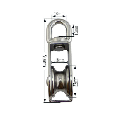 Stainless Steel M32 Pulley Steel Wire Pulley Single Wheel Swivel Lifting Pulley Single Sheave Block For Wire Rope Wheel 2pcs