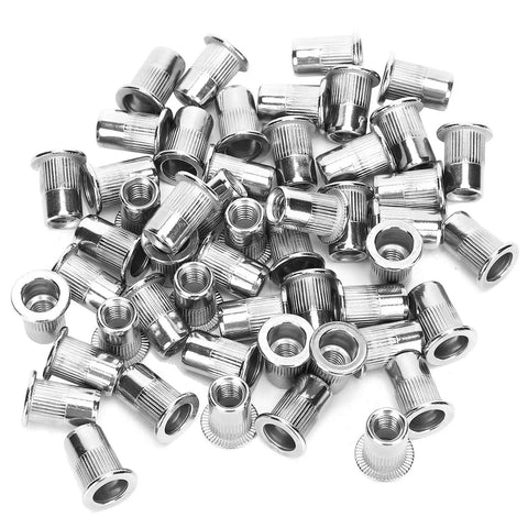 50 Piece Blind Riveting Nuts Set Stainless Steel M6 Threaded Inserts Ribbed Nutserts With Back Flange For Secure Fastening