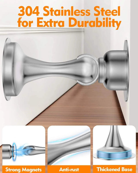 2-Pack Door Stoppers Magnetic Door Catch, Stainless Steel Magnetic Door Stop, strong magnets, anti-rust, thickened base
