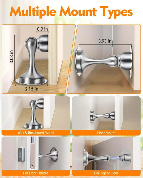 2-Pack Door Stoppers Magnetic Door Catch, Stainless Steel Magnetic Door Stop 2 Pack, multiple mount types shown