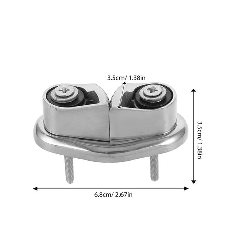 Healvian stainless steel cam cleat rope lock with ball bearing, mirror-polished boat cleat (front view)