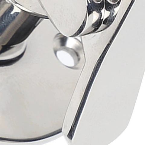 Marine-grade stainless steel door catch with spring mechanism; chrome finish.