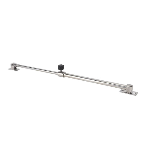 Stainless steel boat hatch adjuster lid stay rod with black adjustment knob, 248–432 mm, mounting brackets