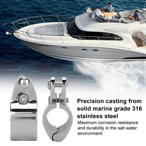 Two 316 stainless steel hinged upper jaw slide fittings for yacht rail installation (20mm)