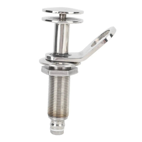 Boat cleat close-up, 304 stainless steel marine grade, retractable pop-out with threaded mounting bolt