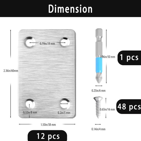 ✝️ 12 Pcs Mending Plate, 2.37 x 1.5 inch Stainless Steel Flat Plates with Holes, Straight Metal Mounting Braces Brackets Kit for Furniture, Wood Joint Connector (Silver, 2.36 inch) designed for smooth motion and stable alignment in automation and.