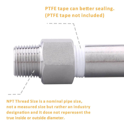 Close-up of Forged 304 Stainless Steel Reducer Adapter Fitting Three Quarter NPT Female To Three Eighths NPT Male