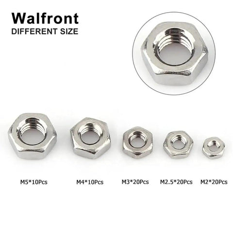 Assorted nuts from 304 Grade Stainless Steel Screw And Nut Kit With 160 Pieces M2 M2.5 M3 M4 M5 Assortment