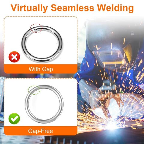 Comparison of 1 Inch Stainless Steel O Rings Set, 15 Solid Welded Metal Loops with gap and gap-free for craft uses.