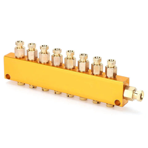 Stainless Steel Oil Distributor With 1 Inlet And 8 Outlets, Adjustable Tubing Piston Separator For CNC Machining Lines And Machine Tools