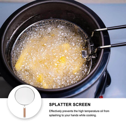 1pc Stainless Steel Explosion-proof Oil Screen Cover Cooking Oil Filter Strainer Pan Cover over frying pan