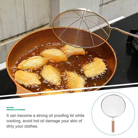 1pc Stainless Steel Explosion-proof Oil Screen Cover Cooking Oil Filter Strainer Pan Cover used over frying pan
