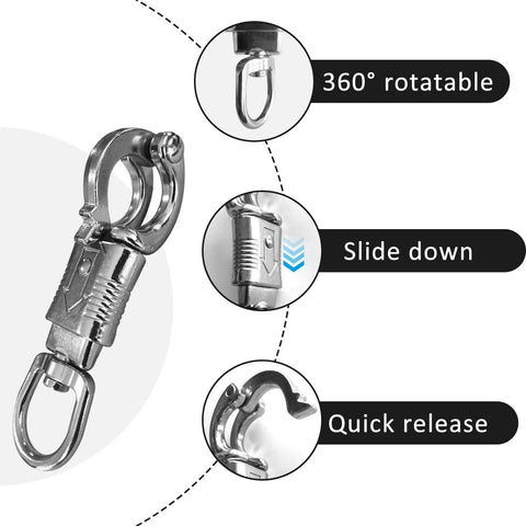 U Type Quick Release Clip With Rotatable Eye Stainless Steel Panic Snap for Lead Ropes and Tie Offs, 360 Degree Rotation