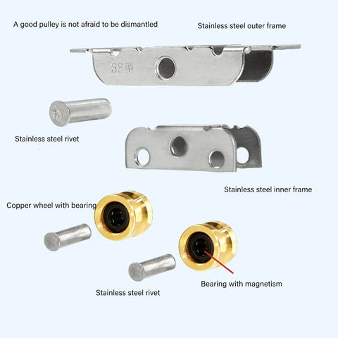 Sliding Patio Door Rollers 4 Set Assembly Replacement For Sliding Glass Doors U Type Easy Installation Stainless Steel Roller Wheels