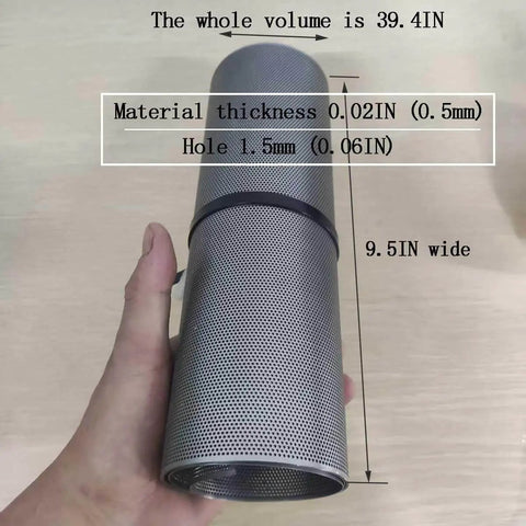 Durable 304 Stainless Steel Perforated Sheet With 0.06 Inch Holes And 0.02 Inch Thickness Measures 9.5 Inches Wide By 39 Inches Long