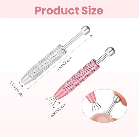 Two Pack Four Prong Stainless Steel Pickup Tool For Tiny Components Chips ICs Electronics Parts Beads Jewels And Other Small Objects Corrosion Resistant Precision Claw Grabber For Easy Lifting And Precise Placement In Assembly And Repairs showing product size